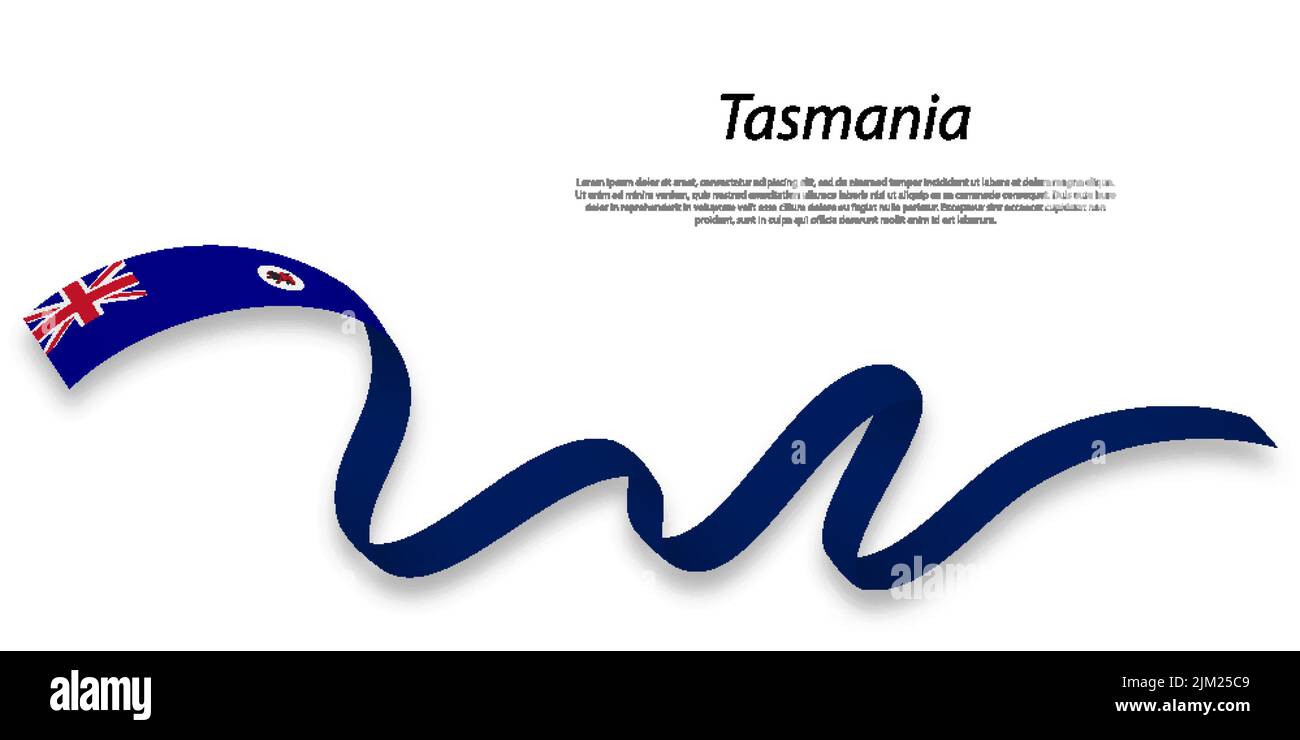 Il nastro ondulato o striscia con bandiera della Tasmania è uno stato dell'Australia Illustrazione Vettoriale