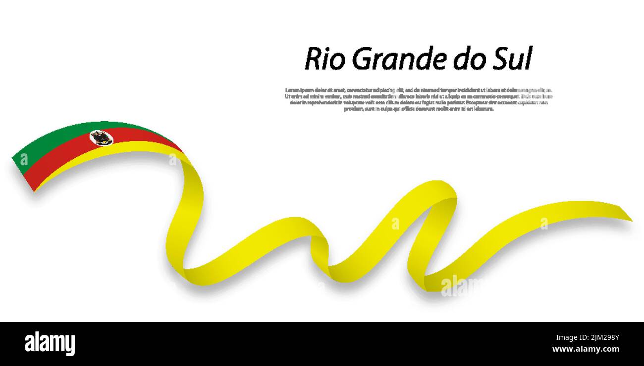 Il nastro ondulato o striscia con bandiera del Rio Grande do sul è uno stato del Brasile Illustrazione Vettoriale