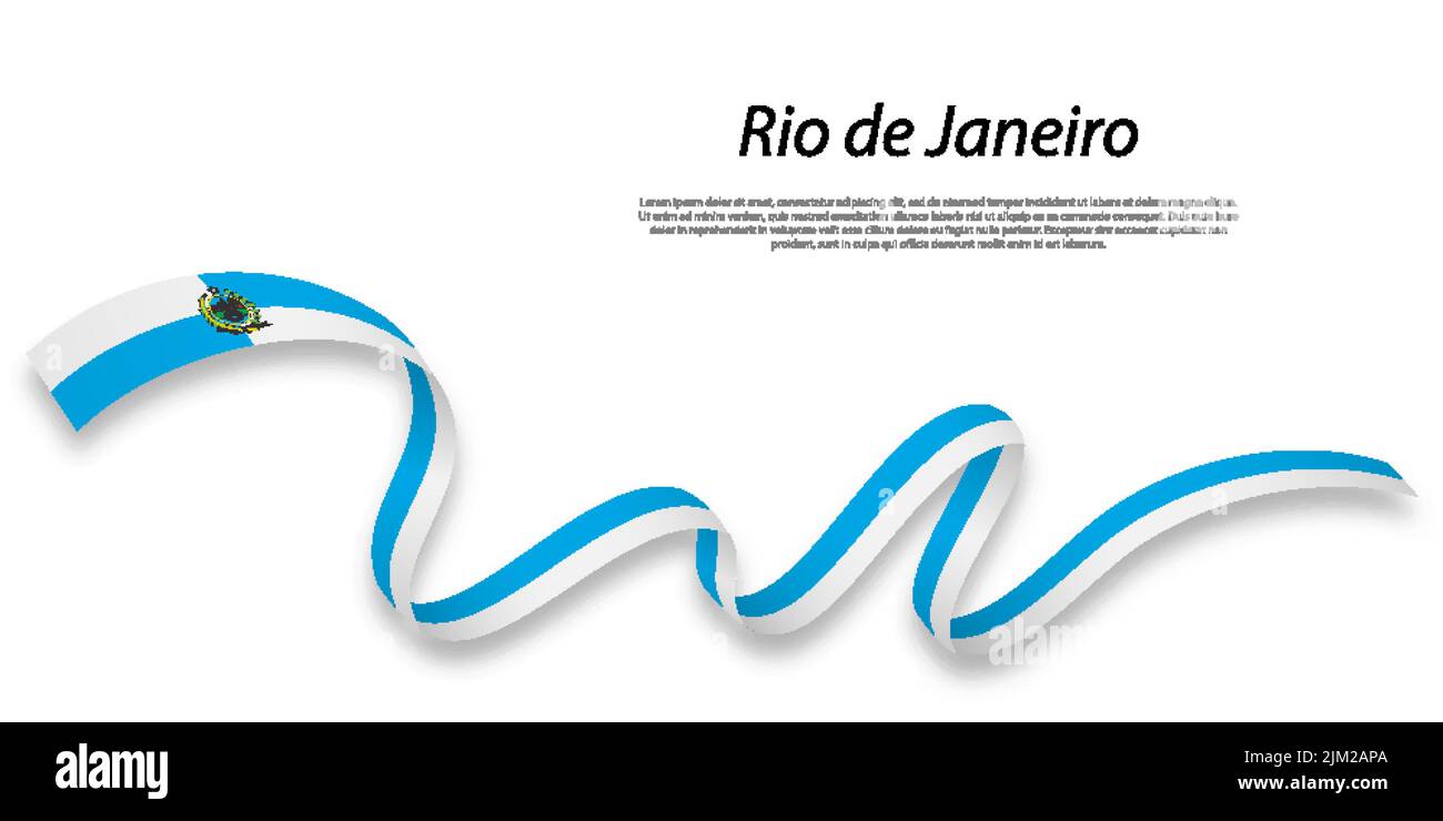Il nastro ondulato o striscia con bandiera di Rio de Janeiro è uno stato del Brasile Illustrazione Vettoriale
