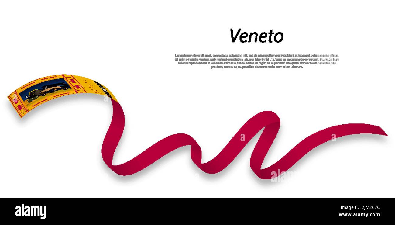 Il nastro o la striscia ondulata con bandiera del Veneto è una regione d'Italia Illustrazione Vettoriale