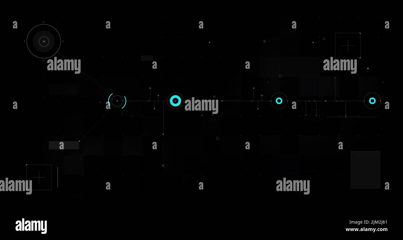 Sfondo astratto per overlay video futuristico interfaccia utente design elemento di testo casella scala e barra, cyber e tecnologia concetto contro sfondo scuro Foto Stock