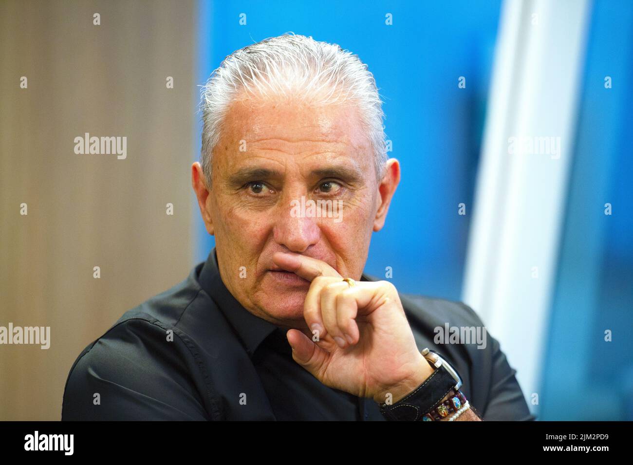 Rio de Janeiro-Brazil 5 maggio 2022, intervista con Tite, allenatore nazionale di calcio brasiliano Foto Stock