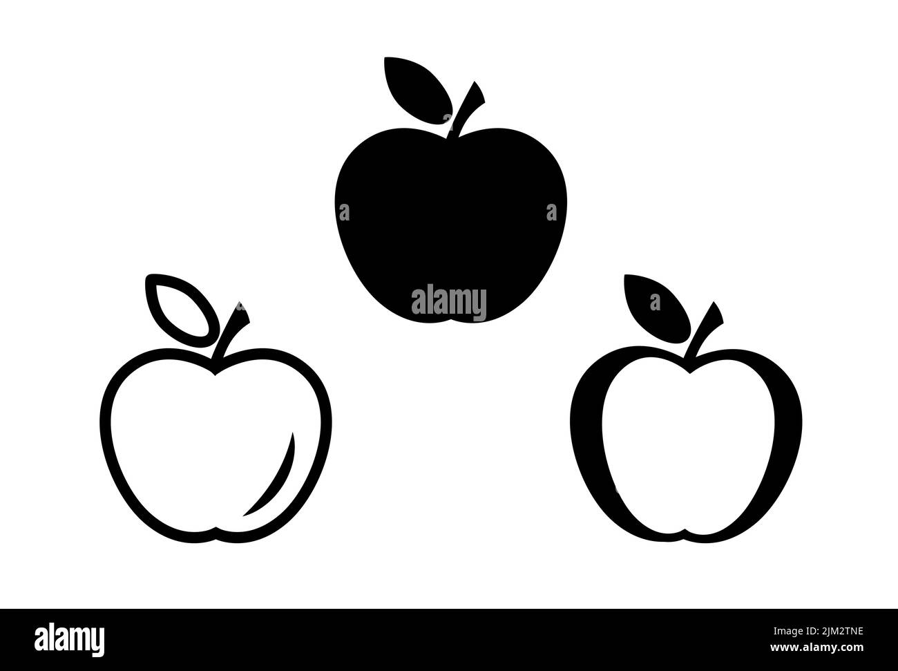 Set di icone Apple. Mela fresca con simbolo di foglia Illustrazione Vettoriale