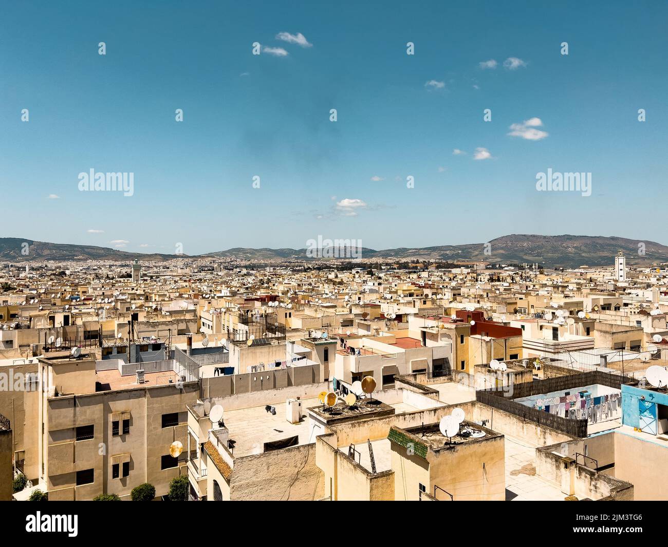 Vista aerea su un quartiere urbano in Marocco Foto Stock