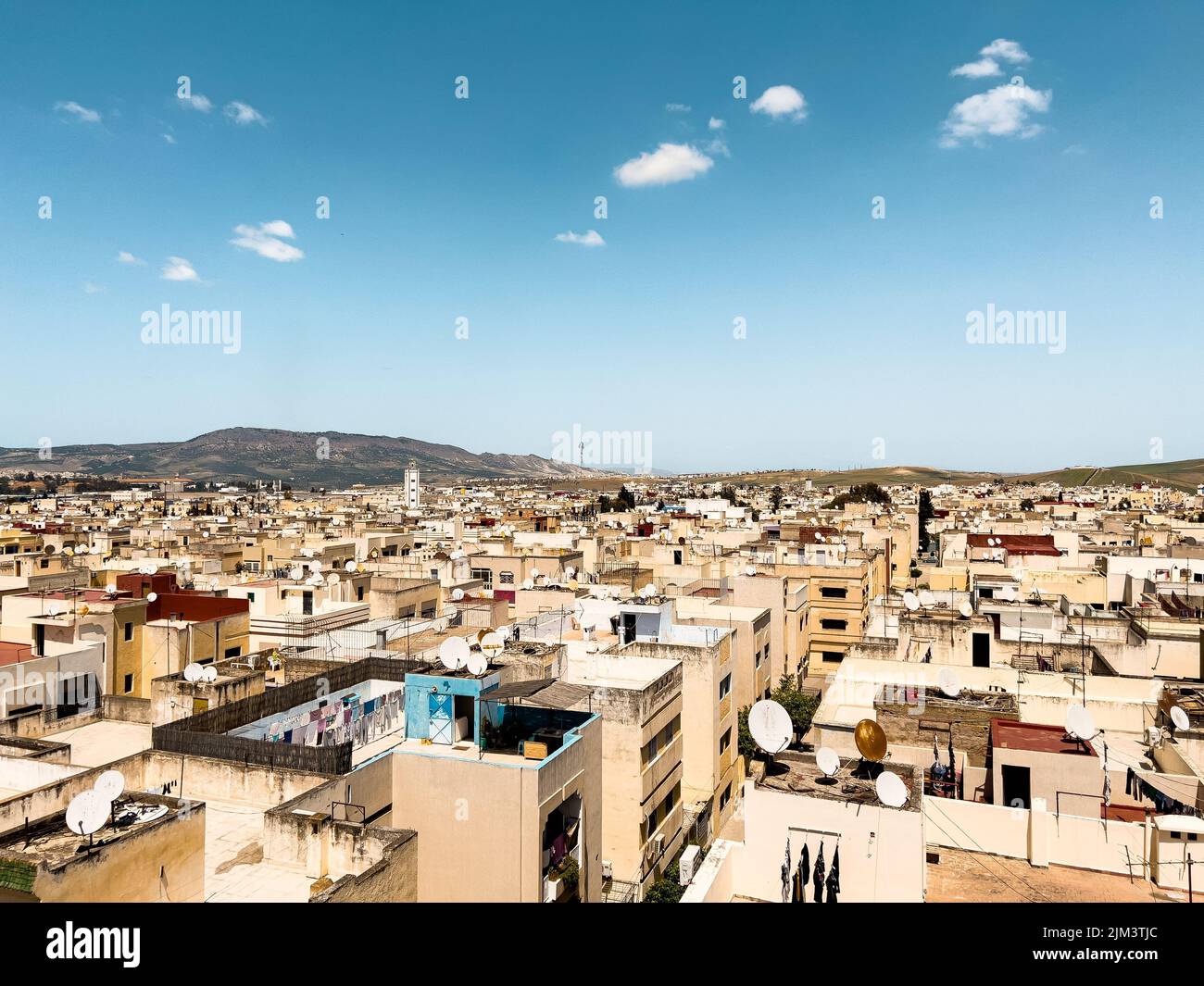 Vista aerea su un quartiere urbano in Marocco Foto Stock
