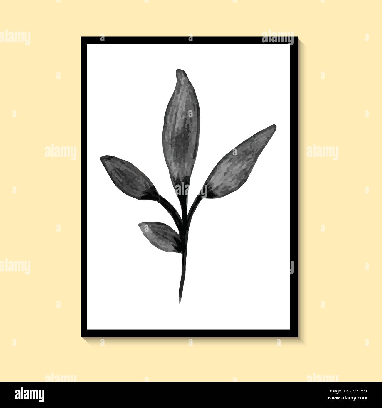 Abstract Black Flower Art Wall Painting Posters e stampe Nordic Murals Vector art print. Illustrazione Vettoriale