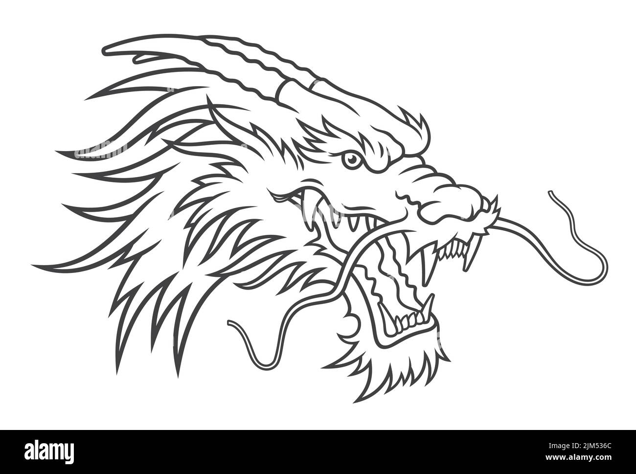 Schizzo della testa del drago. Illustrazione vettoriale Illustrazione Vettoriale