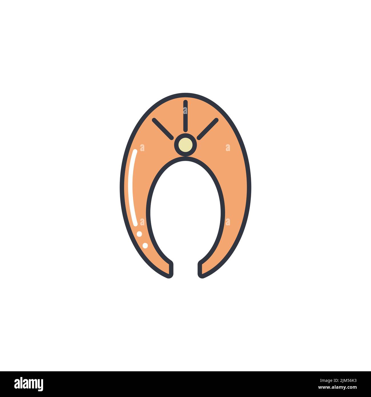 Illustrazione vettoriale dell'icona della linea di colore della bistecca di salmone. Pesce di mare rosso immagine semplice. Pezzo di trota, cibo sano e sano Illustrazione Vettoriale
