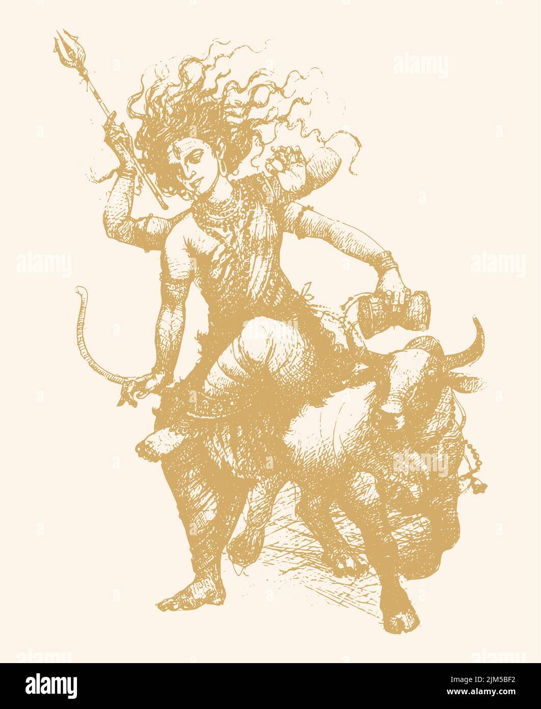 Uno schizzo vettoriale di dio Hindu di lord shiva isolato su sfondo chiaro Illustrazione Vettoriale