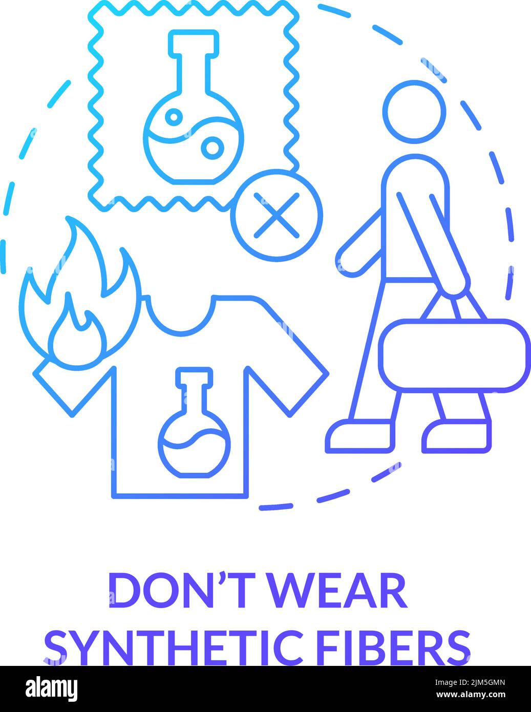 Non indossare fibre sintetiche blu gradiente concetto icona Illustrazione Vettoriale