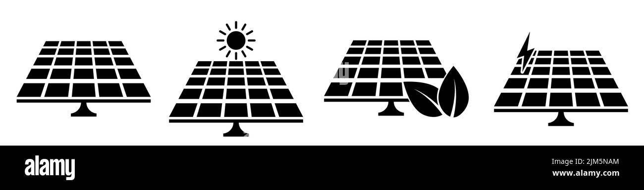 Icona batteria solare impostata. Simbolo per il design del sito Web, il logo, l'app, l'interfaccia utente. Illustrazione vettoriale, EPS10 Illustrazione Vettoriale