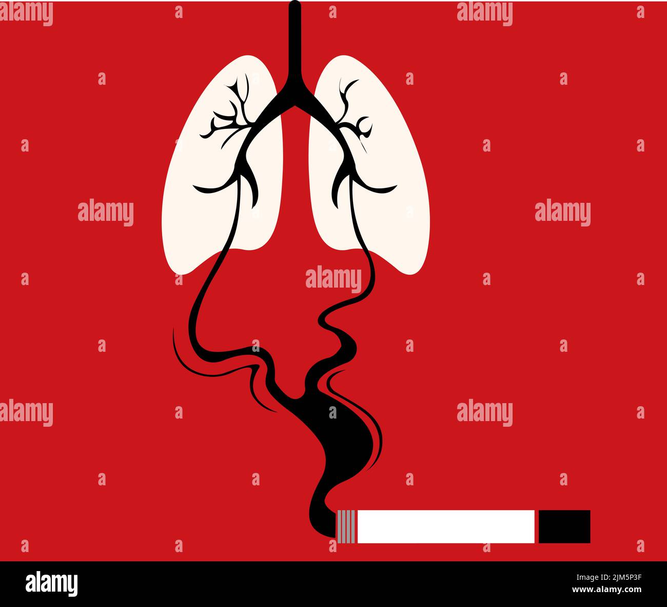 Illustrazione dell'effetto nocivo del fumo di sigaretta nei polmoni Illustrazione Vettoriale