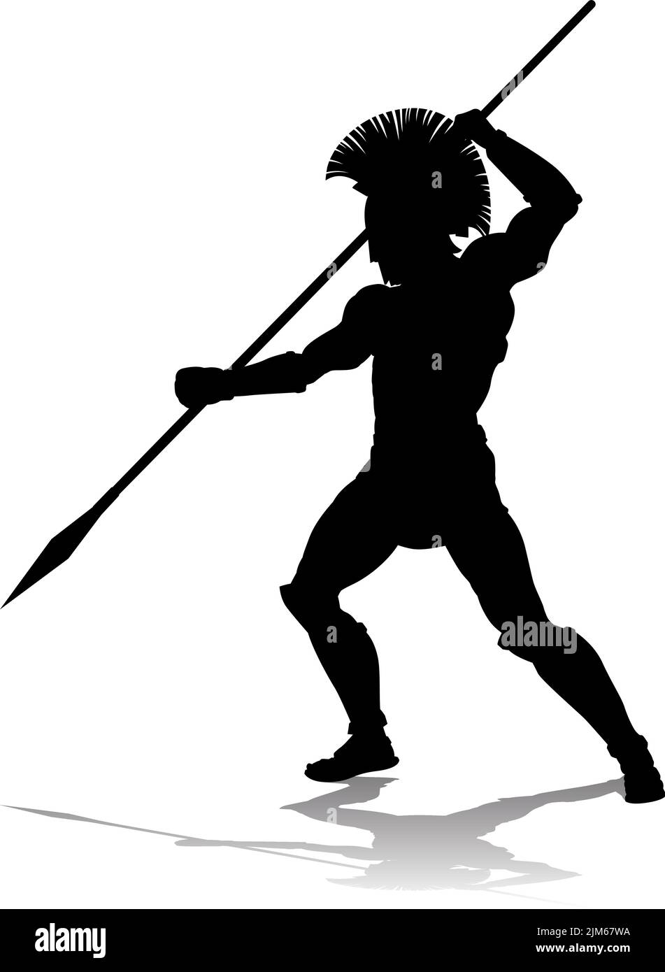 Spartan Silhouette Gladiator Trojan Greek Warrior Illustrazione Vettoriale