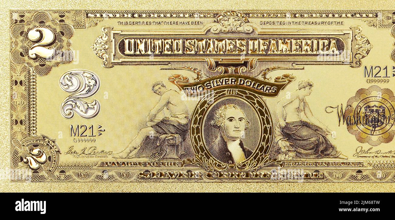 Un certificato d'argento da 1899 dollari della collezione mondiale di banconote e monete Foto Stock
