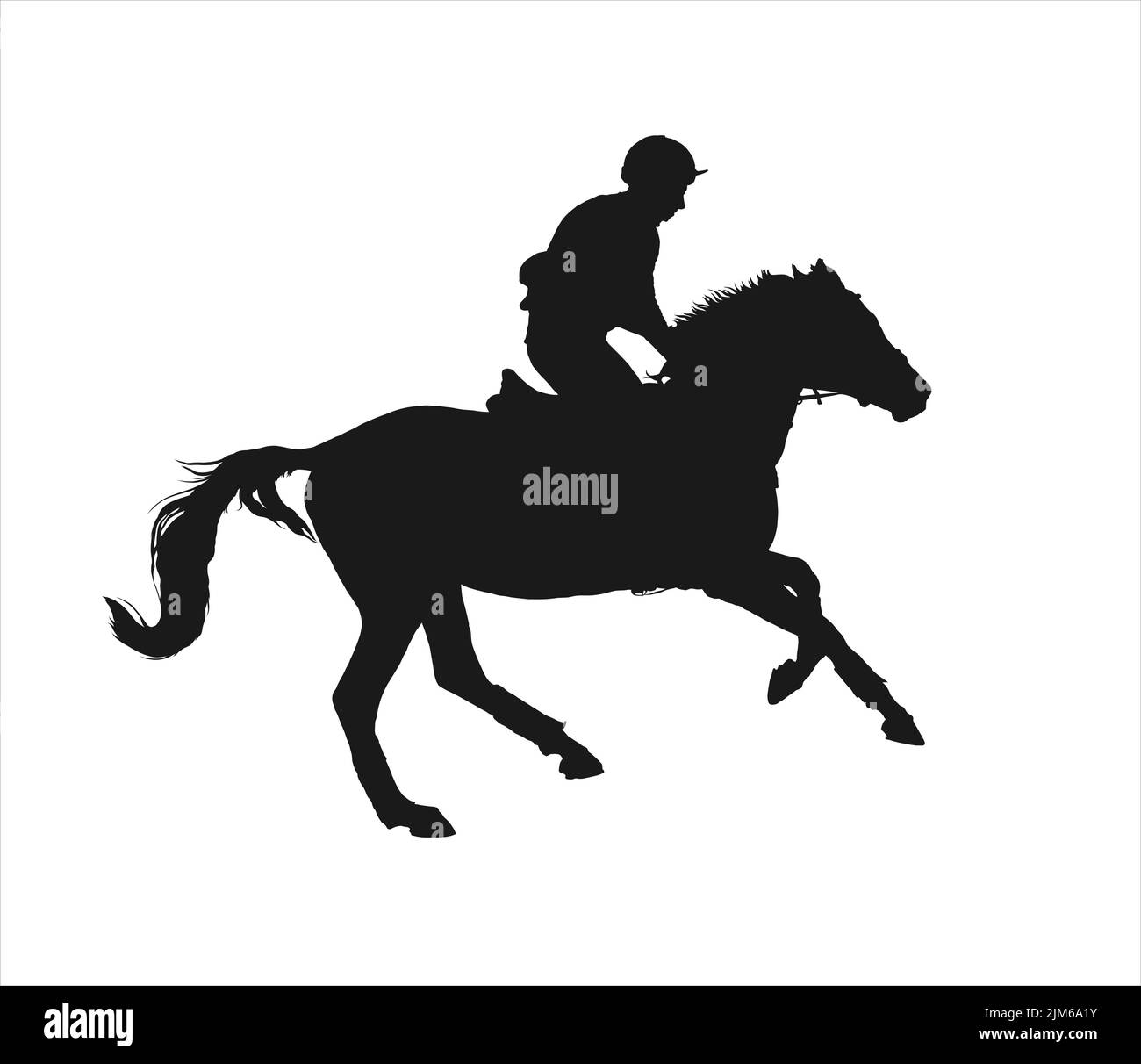 Cavallo galoppante. Immagine vettoriale silhouette rider su cavallo galoppante Illustrazione Vettoriale