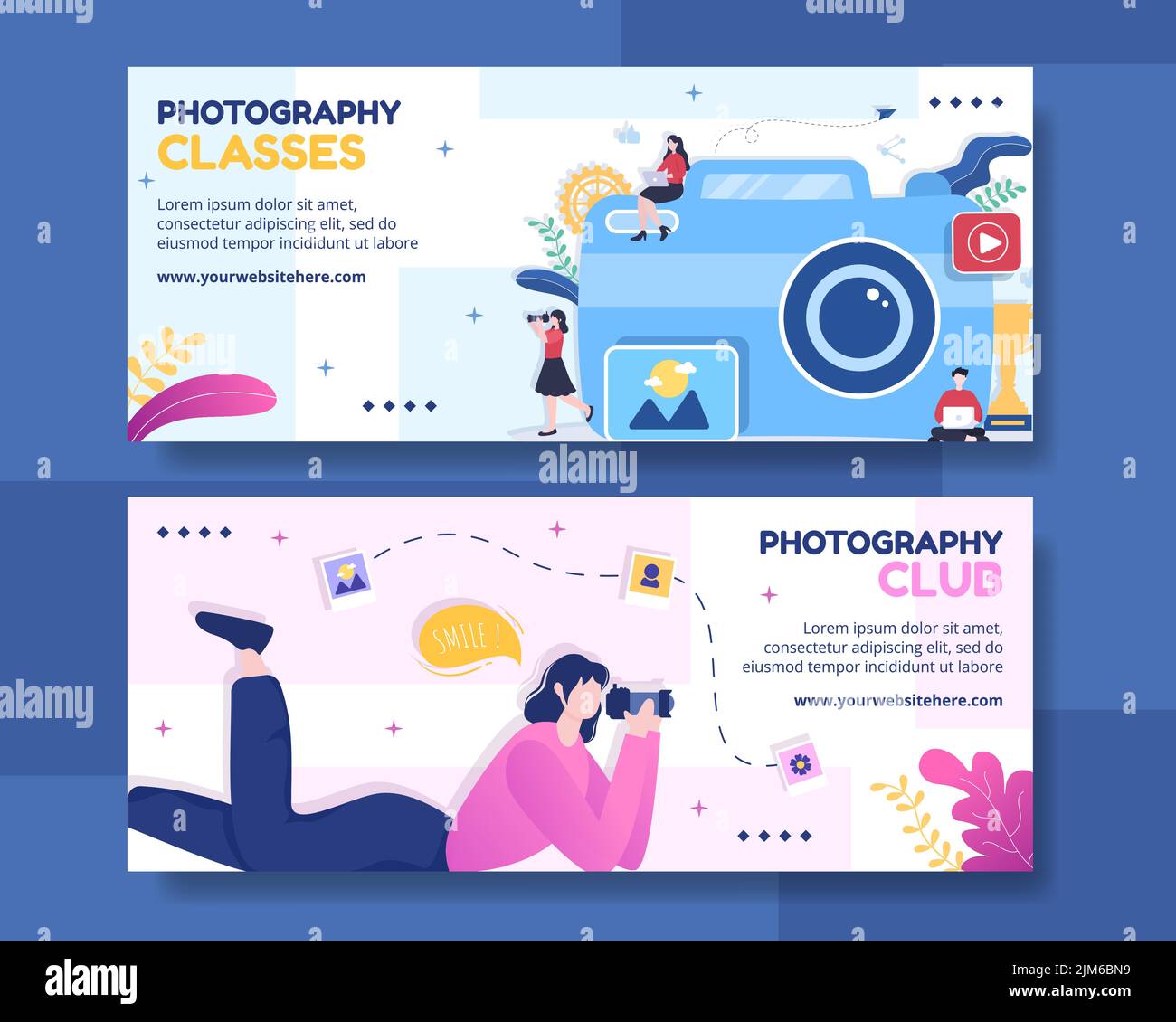 Fotografia orizzontale Banner Template Flat Cartoon background Vector Illustration Illustrazione Vettoriale