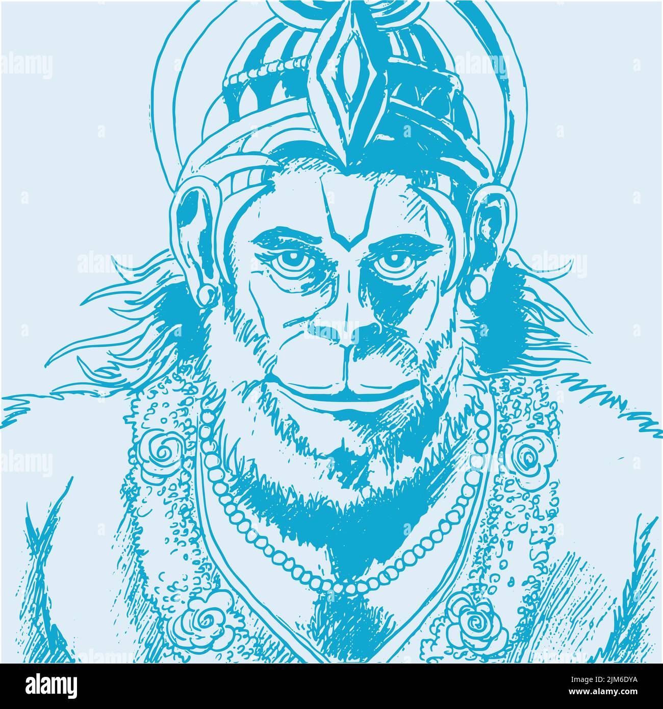 Un'illustrazione vettoriale di Shiva Lord in toni blu Illustrazione Vettoriale