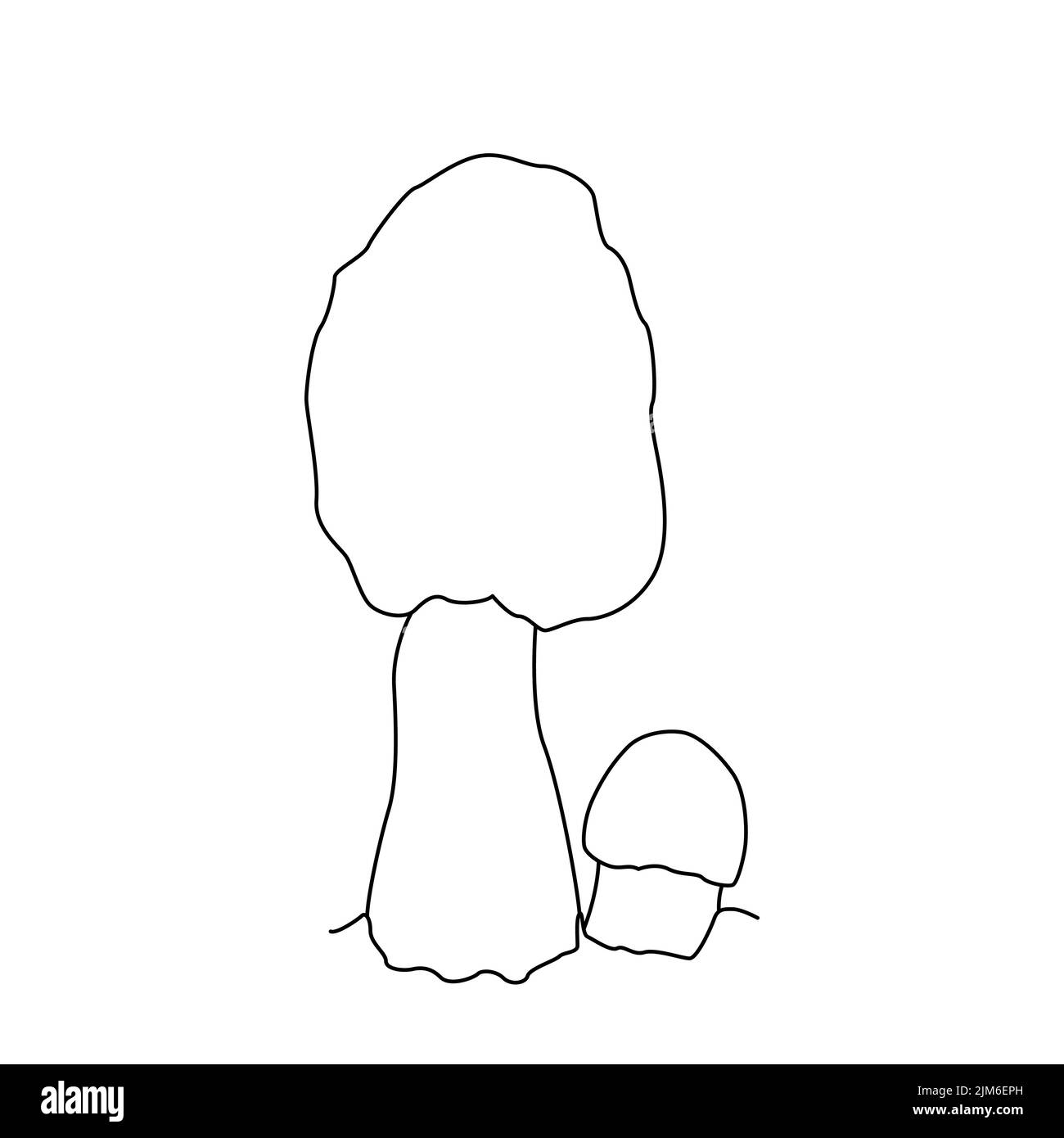 Tatuaggio con logo Mushroom Line Art linea molto dettagliata stile arte linea. Illustrazione Vettoriale