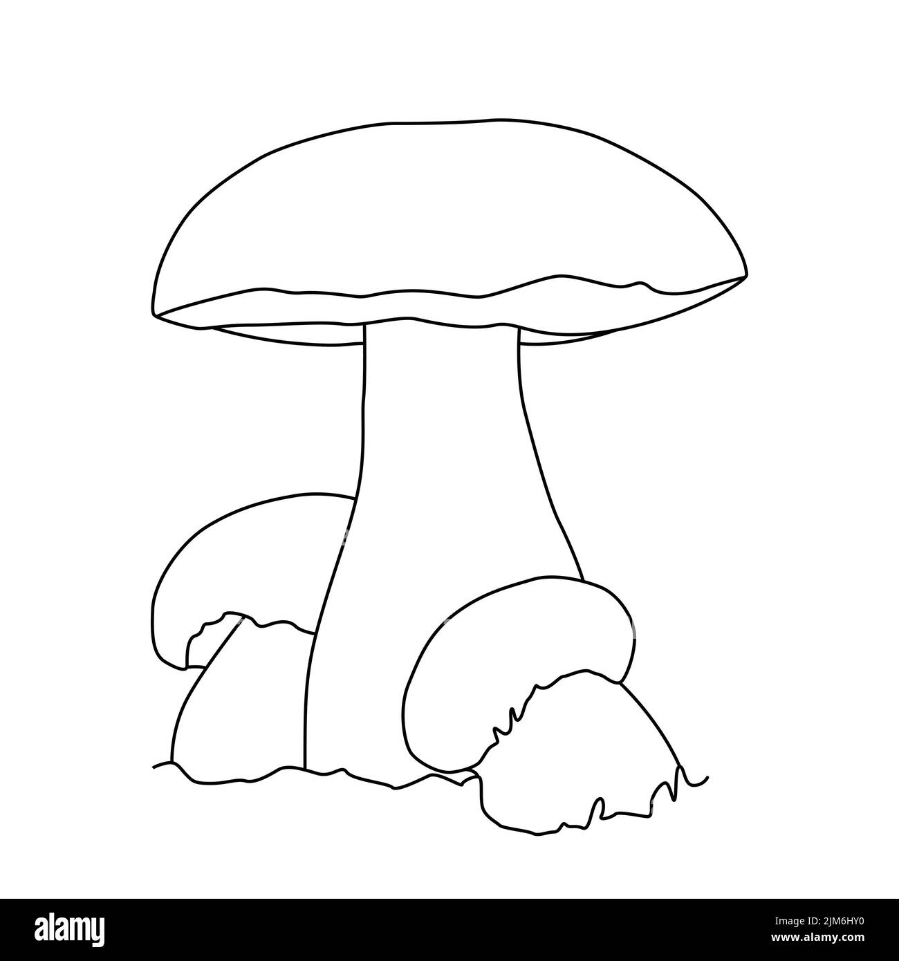 Tatuaggio con logo Mushroom Line Art linea molto dettagliata stile arte linea. Illustrazione Vettoriale