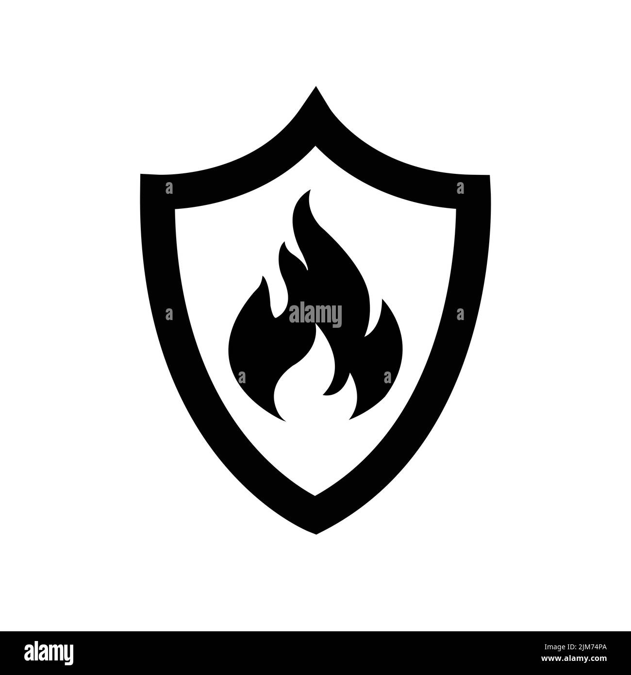 Logo Fire Shield Design isolato su sfondo bianco Illustrazione Vettoriale