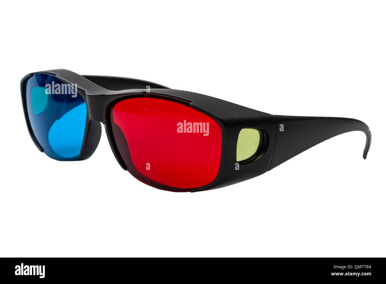 occhiali rossi e blu utilizzati per creare l'illusione di un'immagine tridimensionale o concetto di film per l'intrattenimento 3d, film stereoscopico e vecchia moda Foto Stock