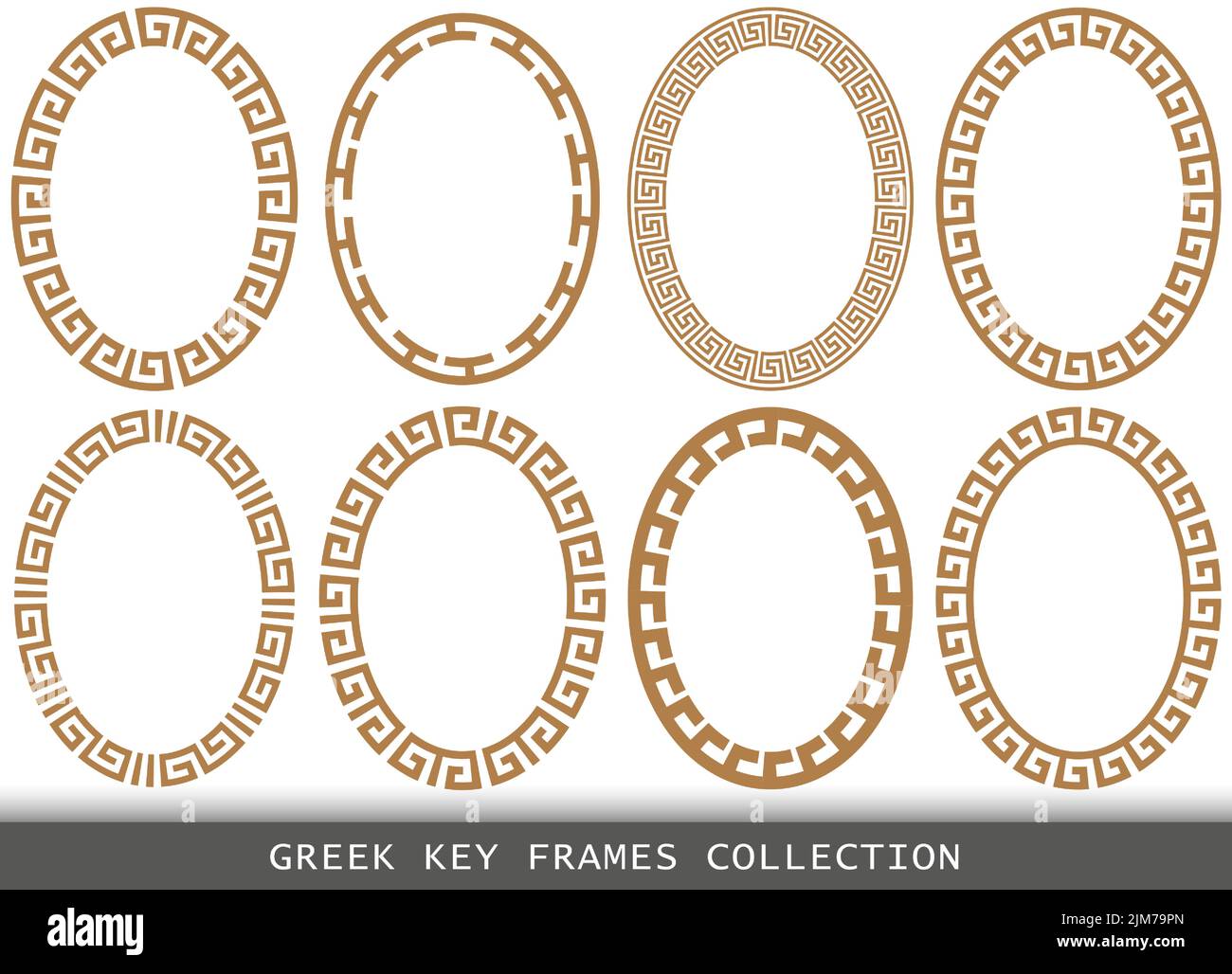 Antiche cornici greche ovali, insieme di antichi confini dalla Grecia Illustrazione Vettoriale