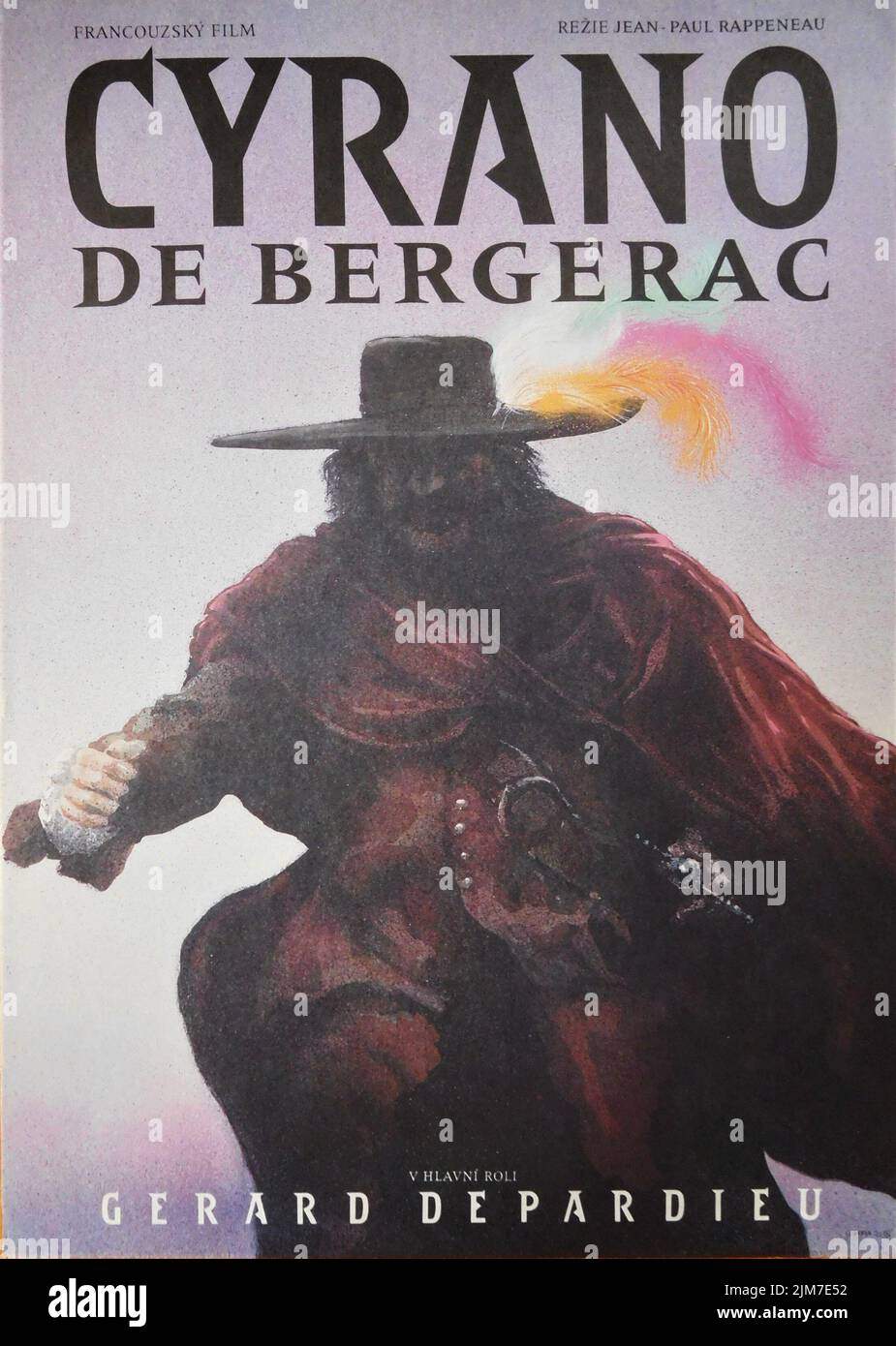 Poster ceco per GERARD DEPARDIEU in CYRANO DE BERGERAC 1990 regista JEAN-PAUL RAPPSENEAU Play Edmund Rostand Camera One / CNC/ DD Productions / Films A2 / Hachette Premiere / Investors Club / Sofinergie 1 / UGC Foto Stock