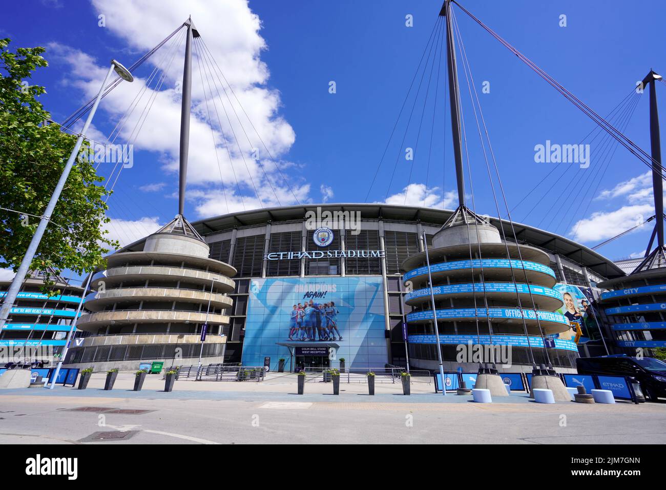 MANCHESTER, REGNO UNITO - 13 LUGLIO 2022: Lo stadio della città di Manchester, noto anche come Etihad Stadium, è la sede del Manchester City FC. Foto Stock