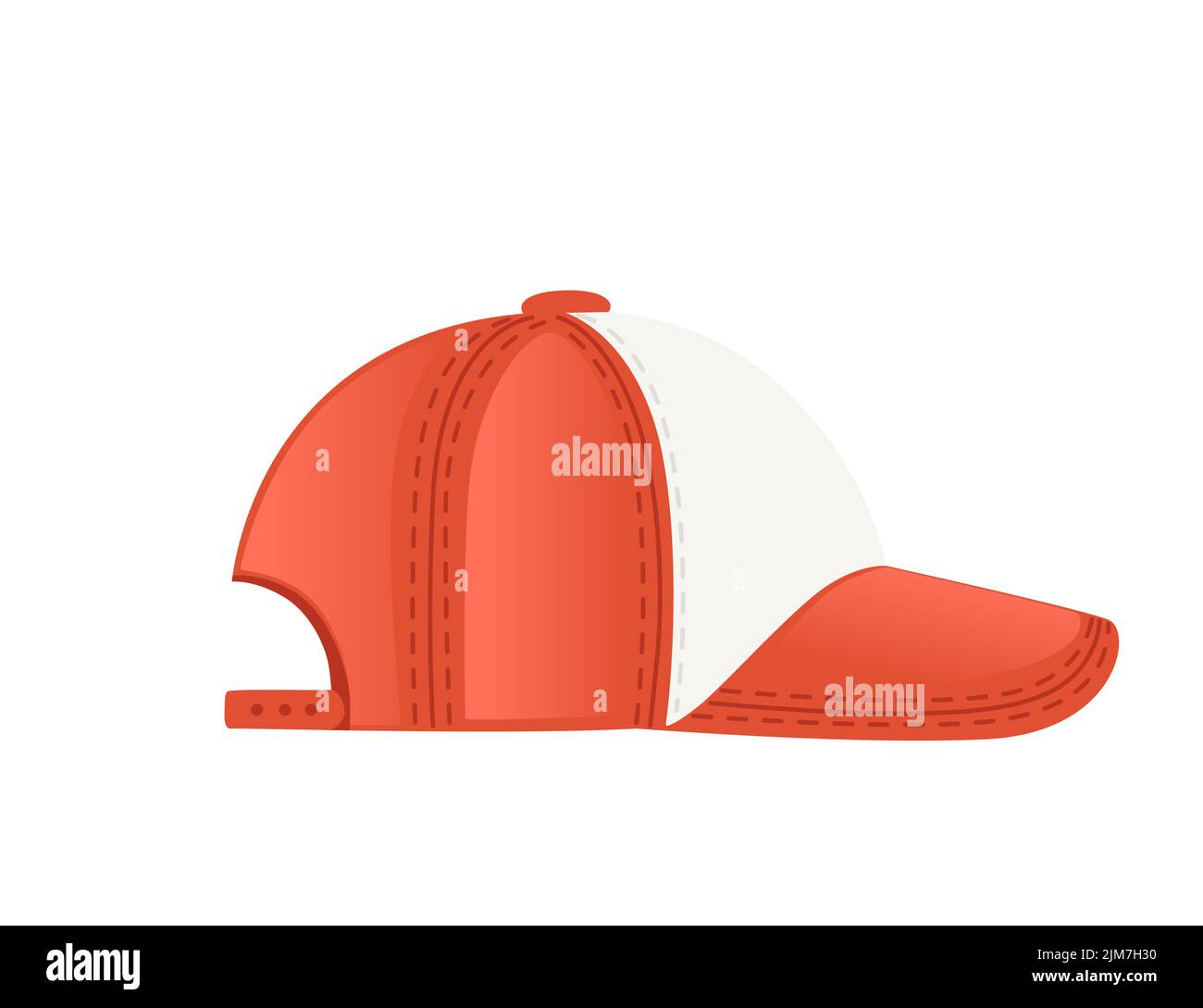 Illustrazione vettoriale del cappellino da baseball classico rosso e bianco isolato su sfondo bianco Illustrazione Vettoriale