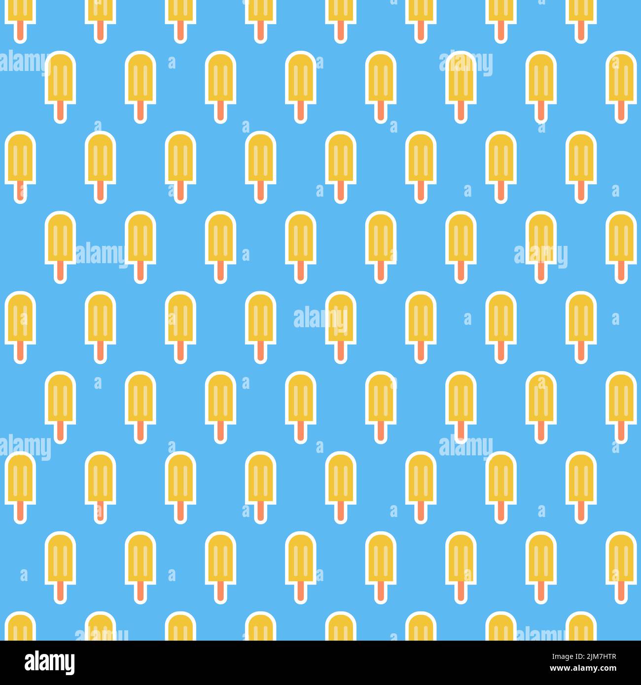 Gelato giallo blu su un bastone motivo senza cuciture per tessuto e carta da imballaggio sfondo design Illustrazione Vettoriale