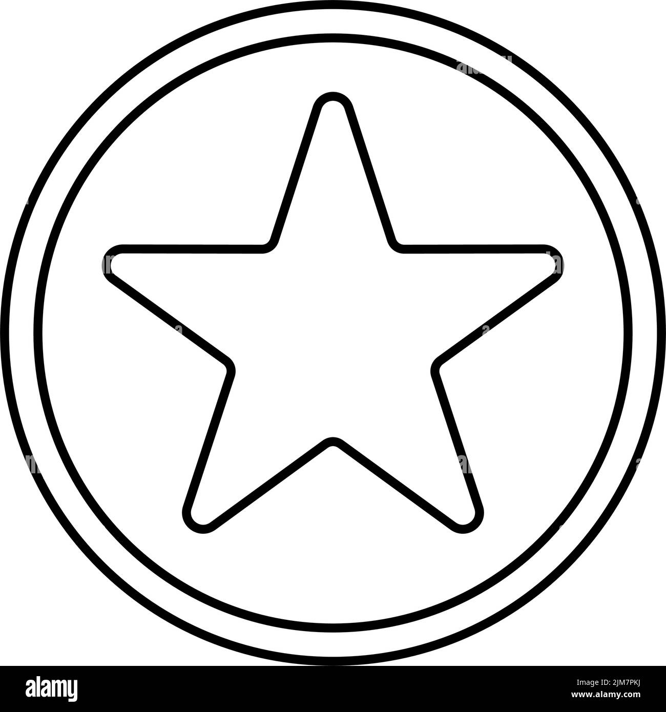 Il segno a stella monocromatico nel cerchio con sfondo bianco Illustrazione Vettoriale