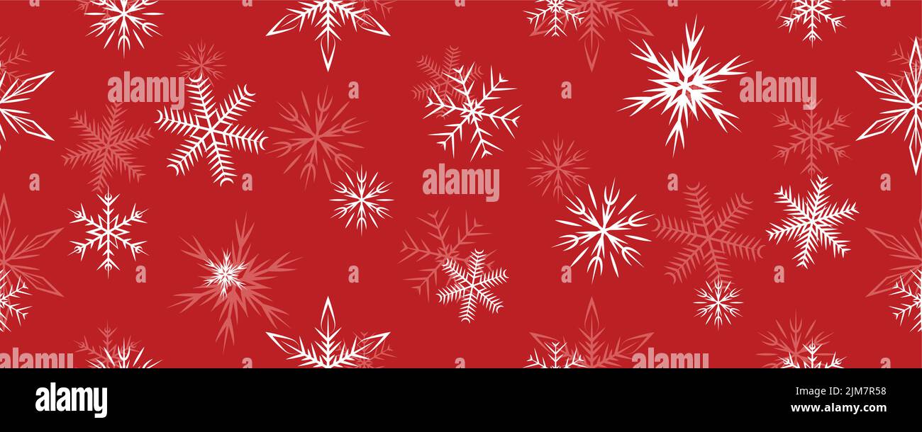 banner invernale con fiocco di neve senza cuciture di natale rosso Illustrazione Vettoriale