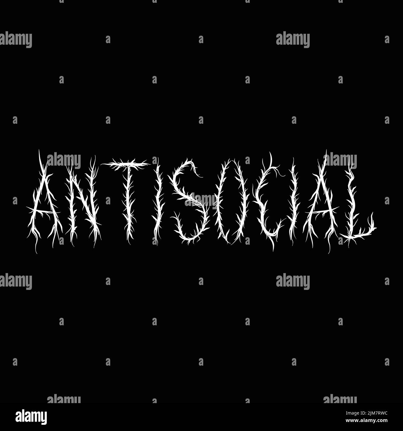 Citazione antisociale,lettere di stile trendy.Vector disegno a mano Illustration.Antisociale lettere astratte, moda acida, stampa di stile trippy per t-shirt, concetto di poster Illustrazione Vettoriale