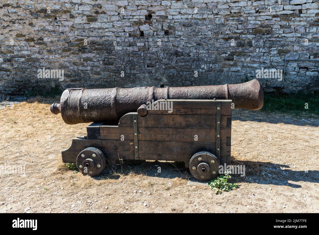Vecchio Cannon al castello di Gjirokaster in Albania Foto Stock
