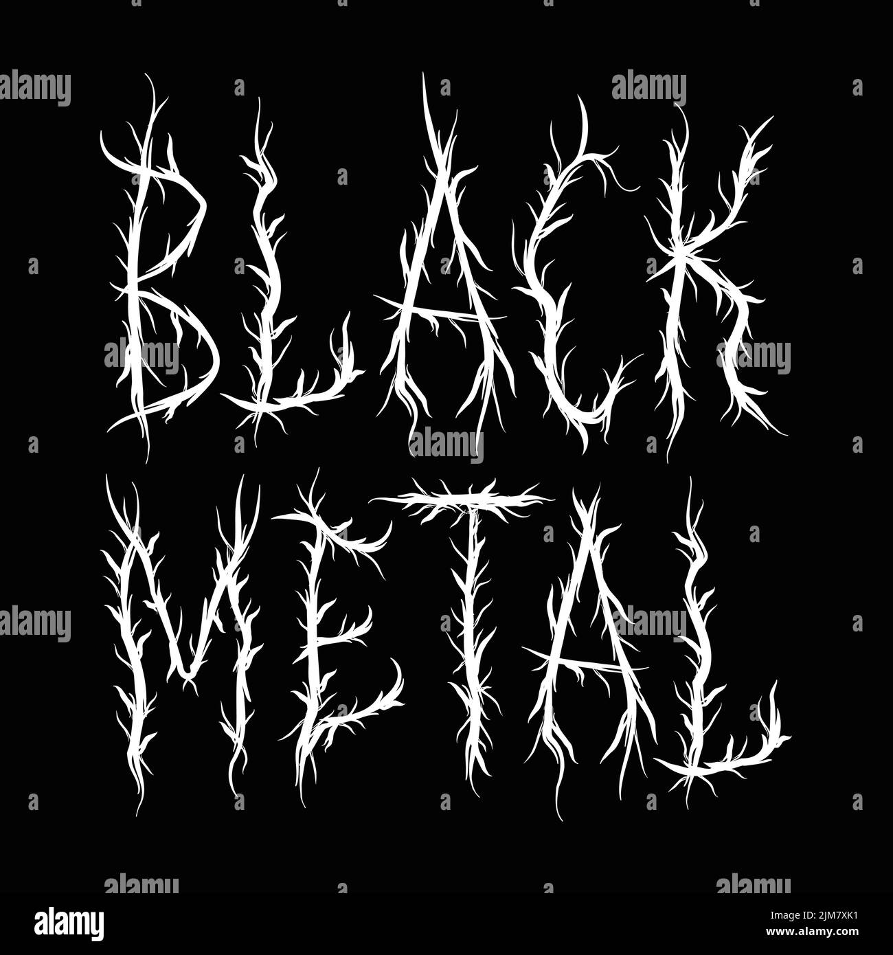 Black Metal quote,trendy style letters.Vector disegno a mano illustration.Black Metal lettere astratte, acid fashion,stampa trippy style per t-shirt,poster concept Illustrazione Vettoriale