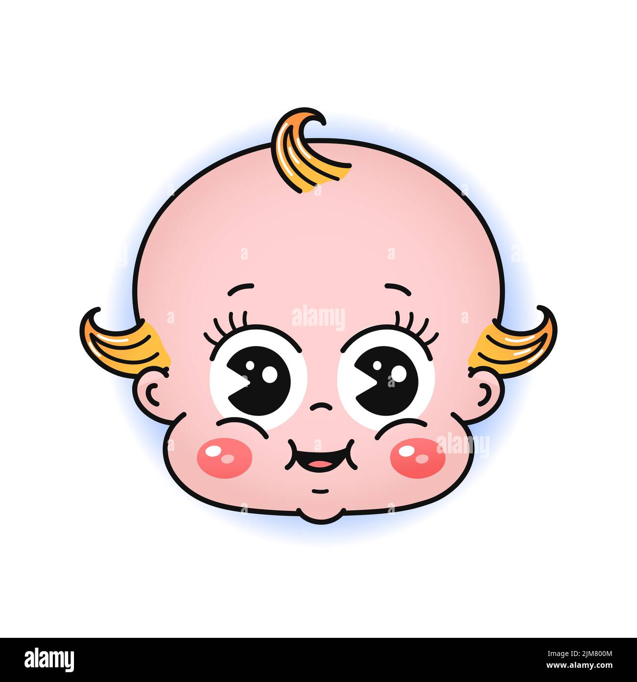 Funny baby head.Vector line doodle tradizionale retro cartoon Illustration.Funny vintage cartoon baby faccia stampa poster, t-shirt, adesivo, logo concetto Illustrazione Vettoriale