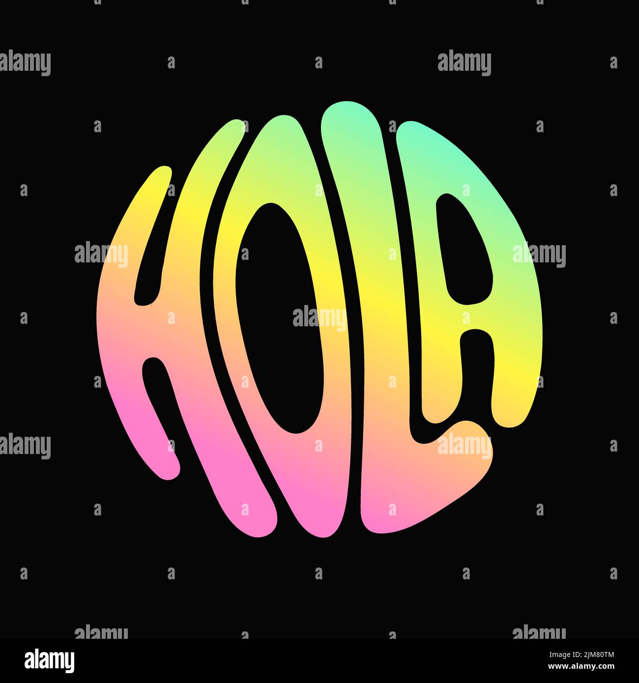 Virgoletta Hola. Disegno vettoriale di cartoni animati a mano. Isolato su sfondo bianco. Stampa di testo Hola per t-shirt, poster, concetto di scheda Illustrazione Vettoriale