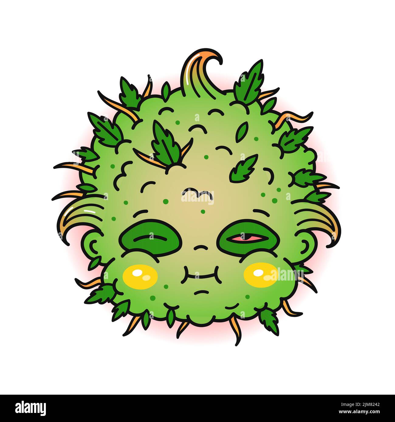 Divertente germoglio di erbaccia stampa per t shirt.Vector line doodle tradizionale retro cartoon illustration.Funny weed, marijuana, cannabis vintage cartoon stampa poster, t-shirt, concetto di adesivo Illustrazione Vettoriale