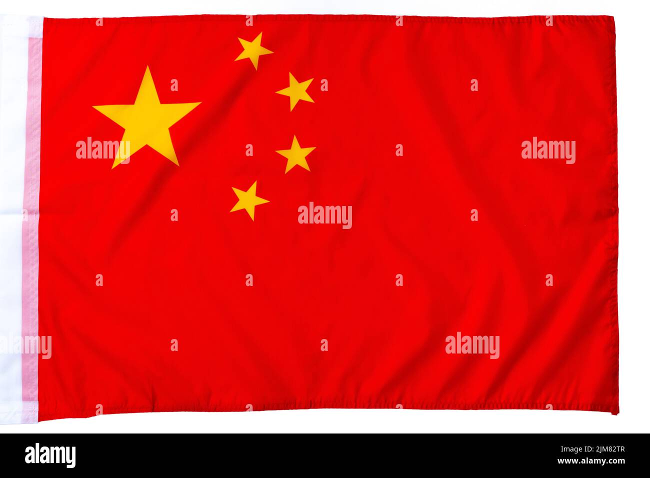 Primo piano della bandiera rossa della Cina Foto Stock