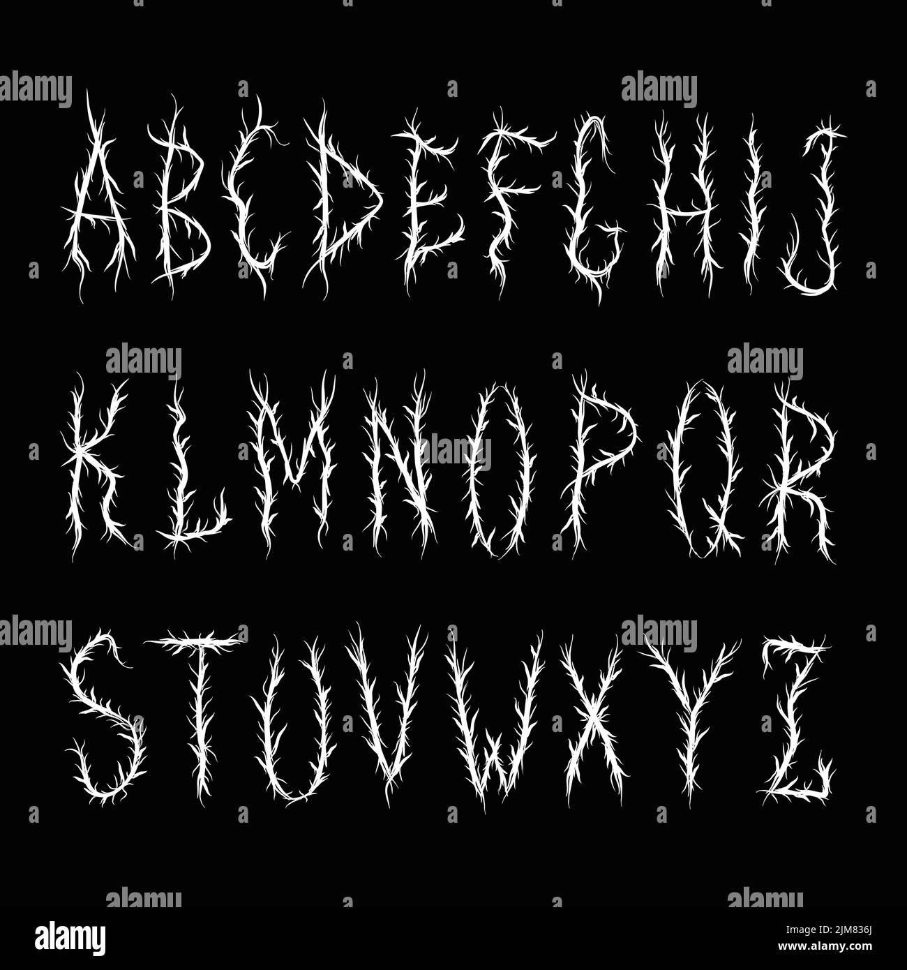 Black metak quote, trendy stile Letters.Vector disegno a mano Illustration.Black metal abstract letters, acid fashion, trippy style print for t-shirt, poster concept Illustrazione Vettoriale