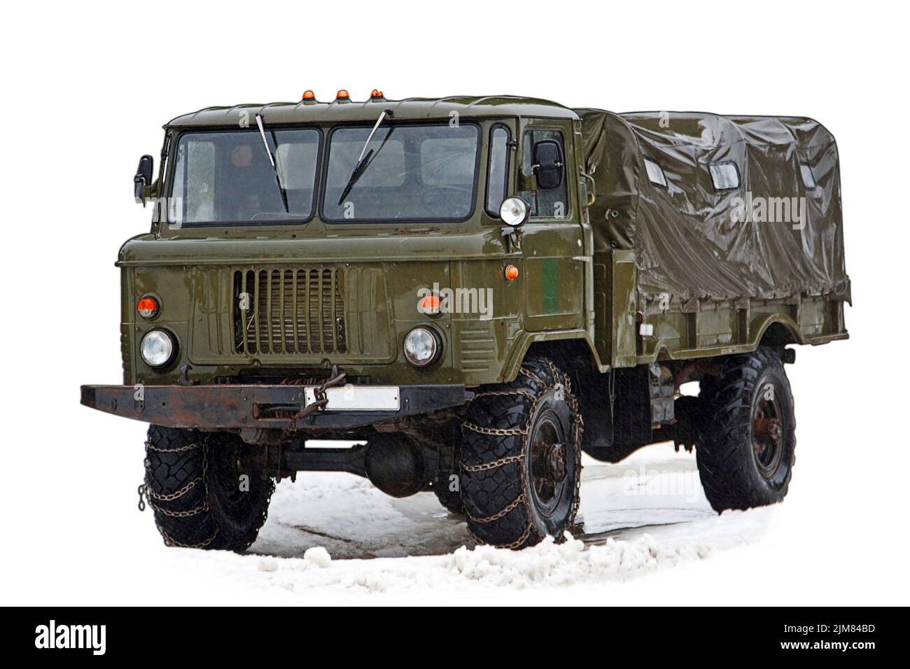 Camion sovietico vintage sotto la pioggia Foto Stock