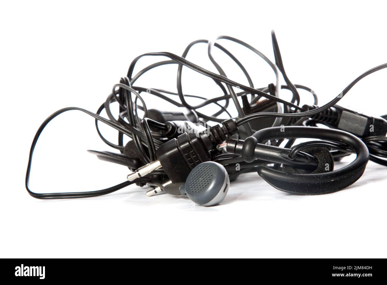 Cuffie aggrovigliate Foto Stock