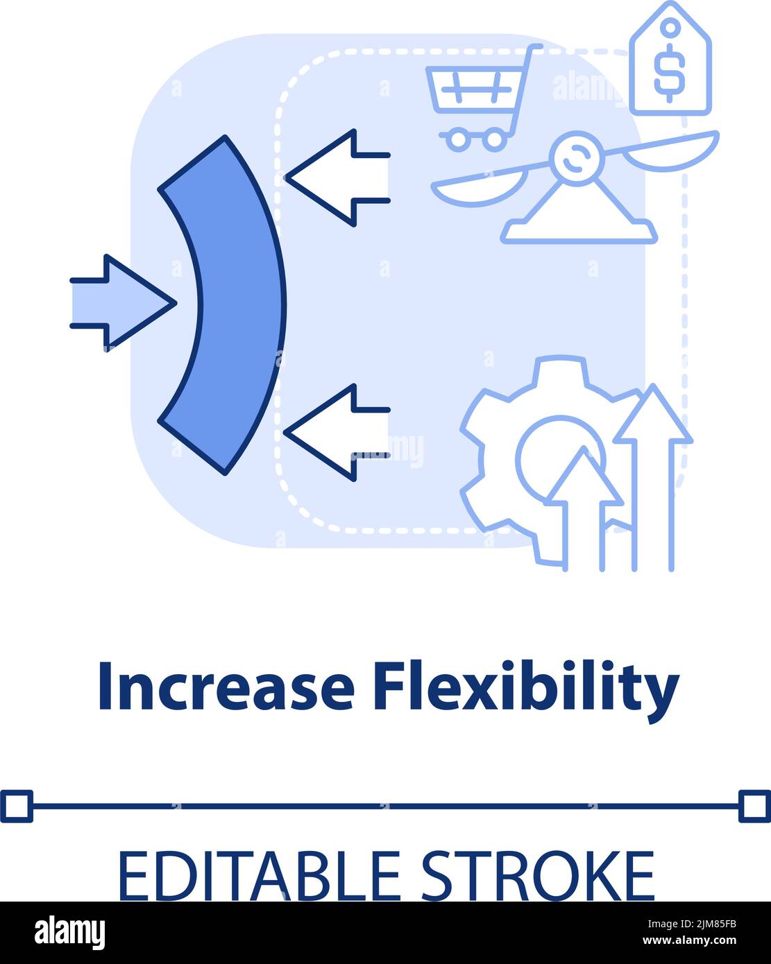 Aumenta la flessibilità - icona blu chiaro Illustrazione Vettoriale