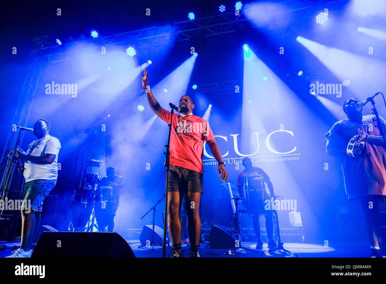 BCUC (Bantu continua Uhuru Consciousness ) fotografato durante il WOMAD 40th (World of Music Arts and Dance) tenuto a Charrlton Park , Malmesbury venerdì 29 luglio 2022 . Foto di Julie Edwards. Foto Stock