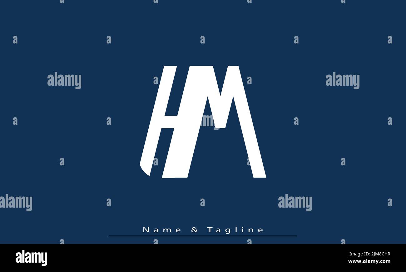 Lettere alfabetiche iniziali Monogramma logo HM , MH Illustrazione Vettoriale