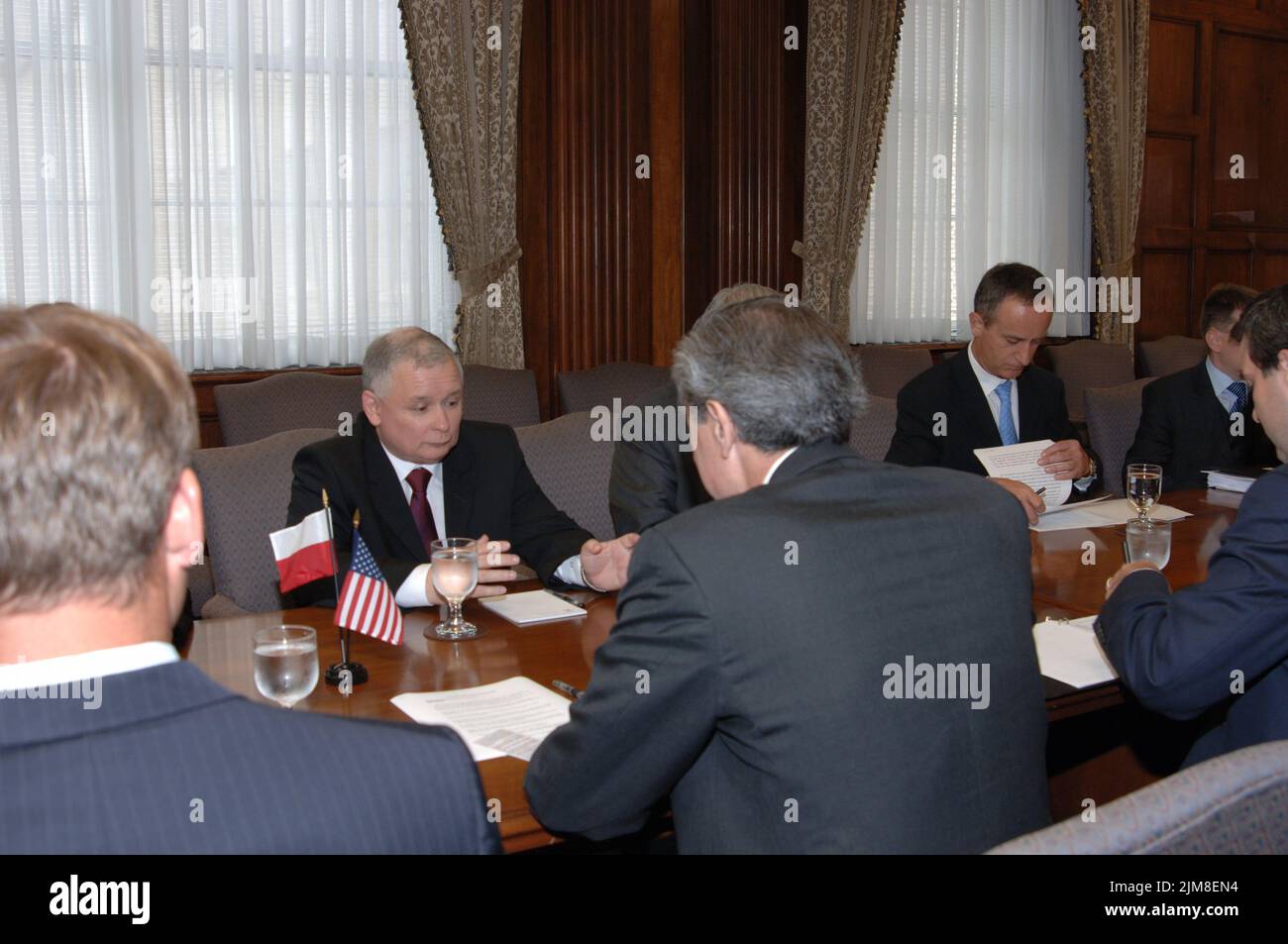 Ufficio del Segretario (Carlos Gutierrez) - primo Ministro polacco Jaroslaw Kaczynski Foto Stock