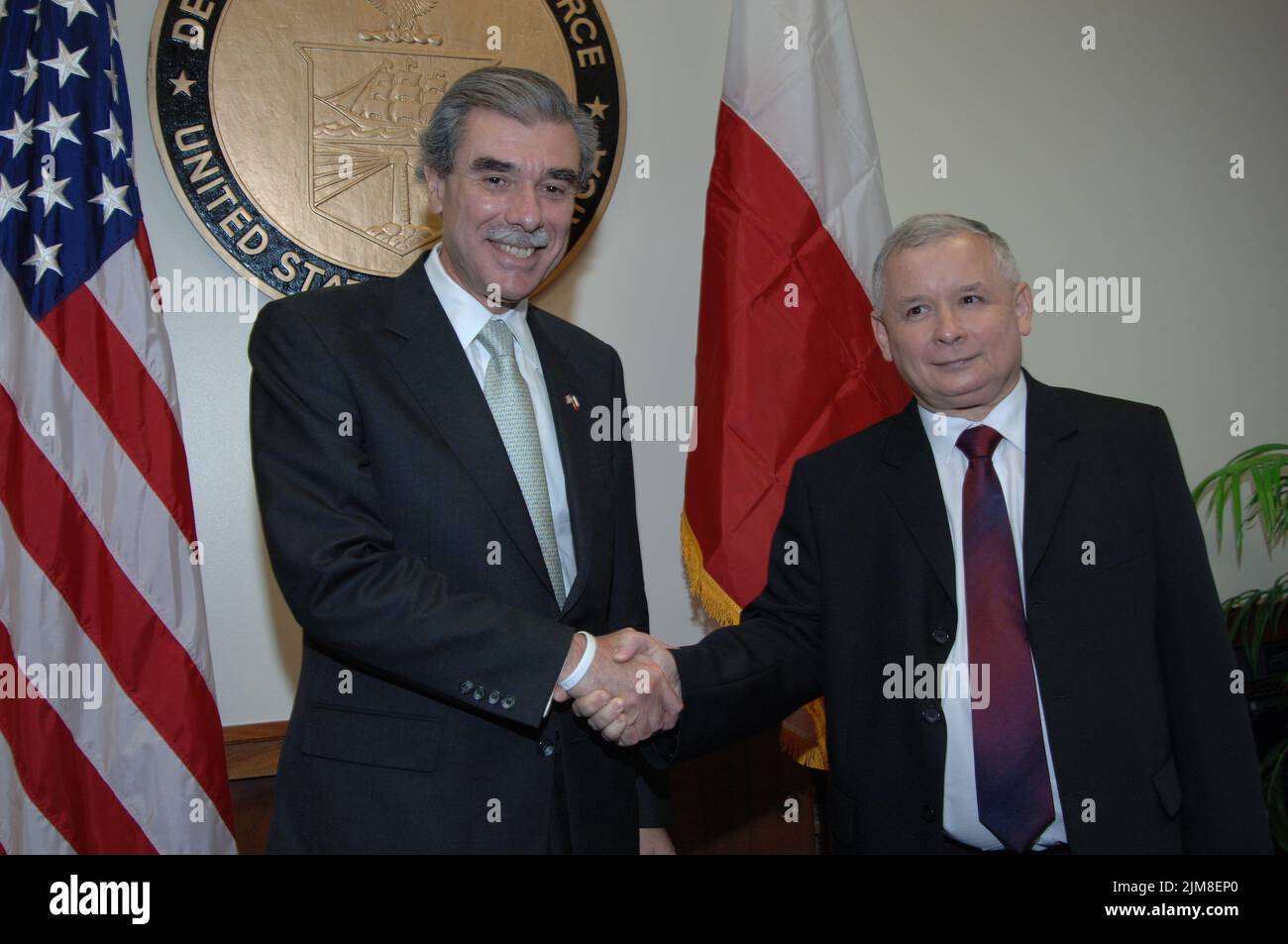 Ufficio del Segretario (Carlos Gutierrez) - primo Ministro polacco Jaroslaw Kaczynski Foto Stock