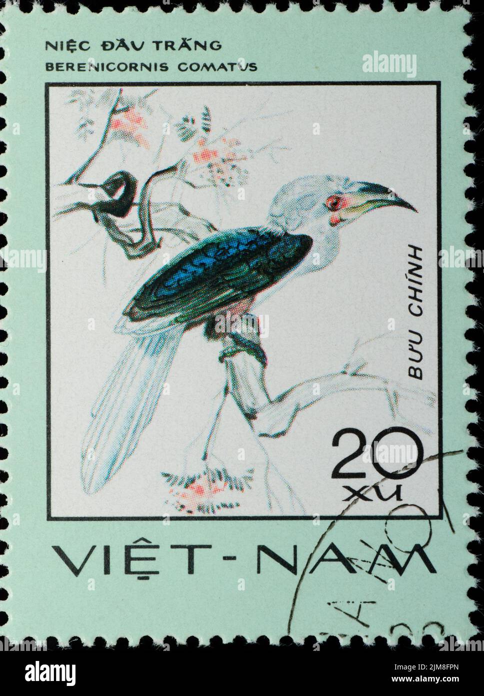 VIETNAM - CIRCA 1982: Francobollo - animale uccello hornbill Foto Stock