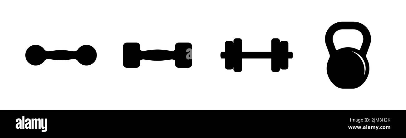 Barbell e Dumbbell elemento di design adatto per siti web, stampa o app Illustrazione Vettoriale