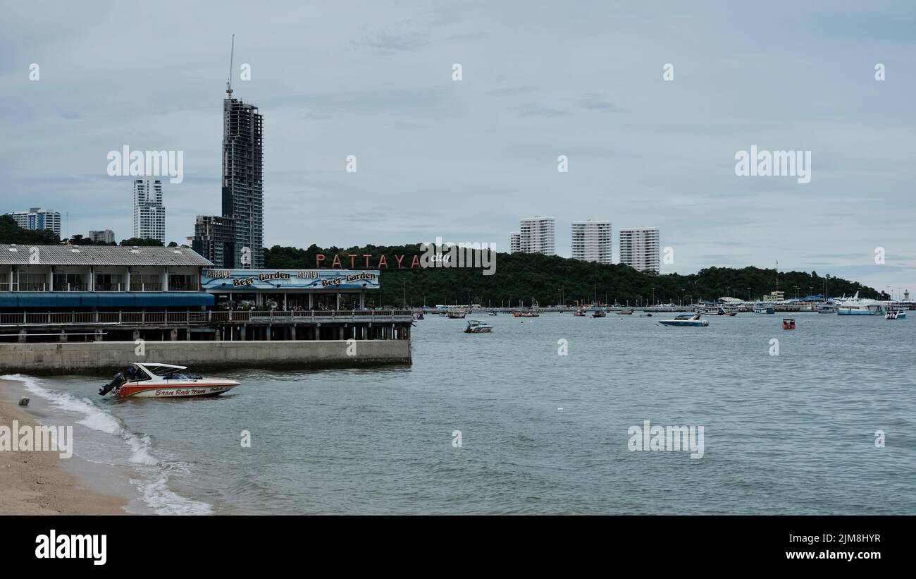 Spiaggia di Pattaya Thailandia Shoreline del Golfo di Thailandia Foto Stock